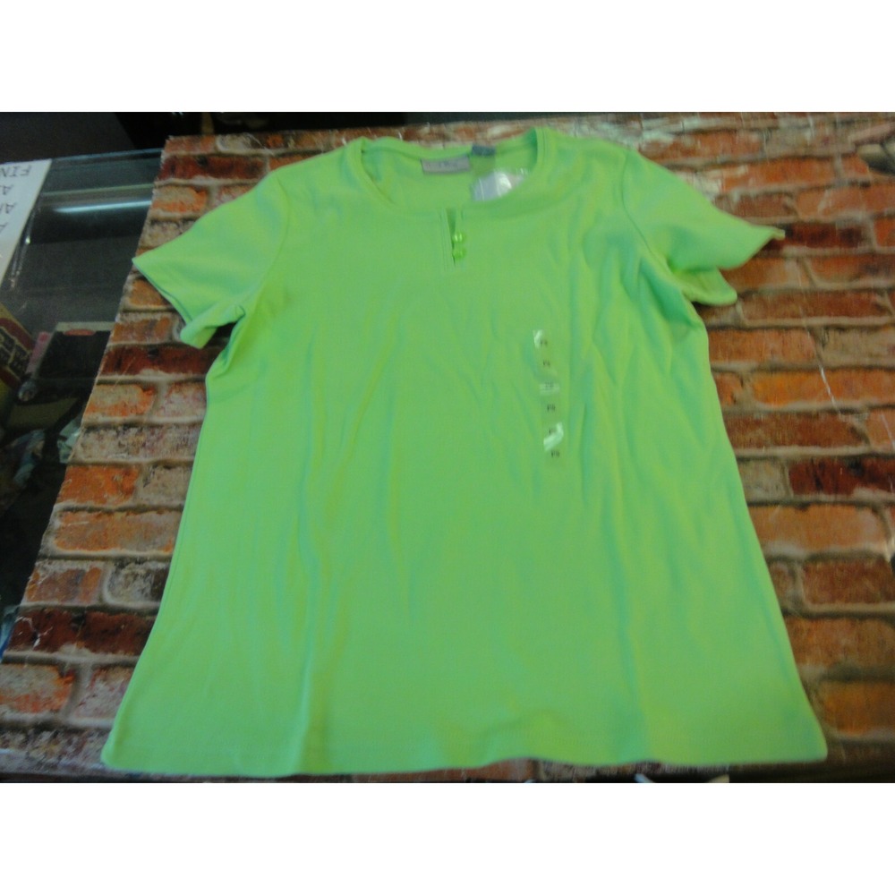 Coral Bay petite womens PS green short sleeve shirt top NWT